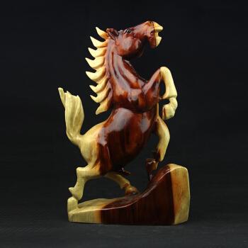 泰钰霏 木雕摆件马十二生肖马属办公客厅家居实木雕刻工艺品 香樟木